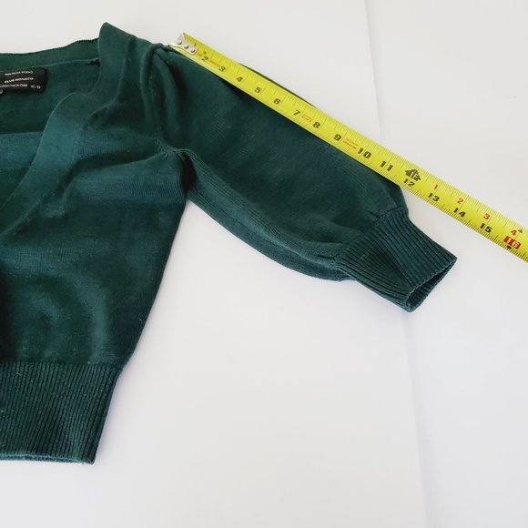 CLUB MONACO 100% Italian Merino Wool Preppy Cropped Puff Sleeve Cardigan - Picture 12 of 12